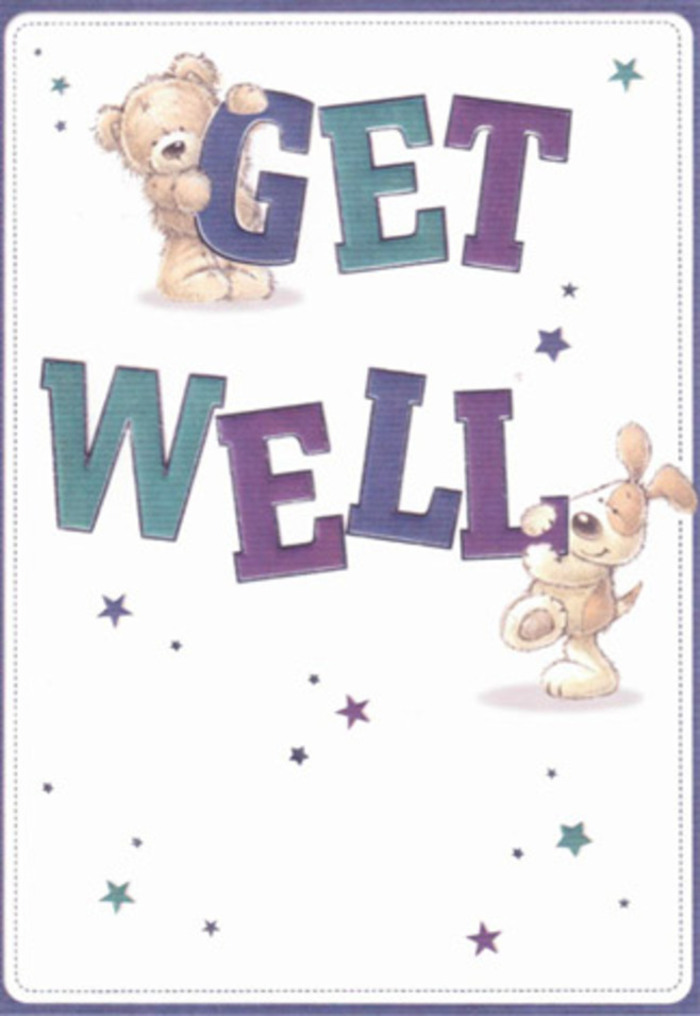 This get well card is a study in gentle encouragement, portrayed through the friendly faces of a bear and puppy-a duo whose innocence and charm echo the welcoming spirit of West Drayton. The scene is alive with energy as playful stars drift around the characters, scattering messages of hope much like cherry blossoms on Colham Avenue in spring. The typography is bold and uplifting, the letters shaped in joyful, self-assured curves and shaded in cheerful purples and teals, grounding the design in both optimism and confidence. The detailed illustration captures the tactile softness of the bear's fur and the puppy's velvety ears, as if inviting comforting touch from someone close by. Set against a clean, radiant white, the design radiates reassurance, akin to the first rays of sunshine warming the banks of Little Britain Lake. Envisioning this card alongside a handpicked bouquet from West Drayton Florist adds yet another layer of emotional support. The overall composition is light, airy, and imbued with heartfelt care-a perfectly crafted expression intended to nurture and lift the spirits of loved ones across West Drayton, whatever their age.